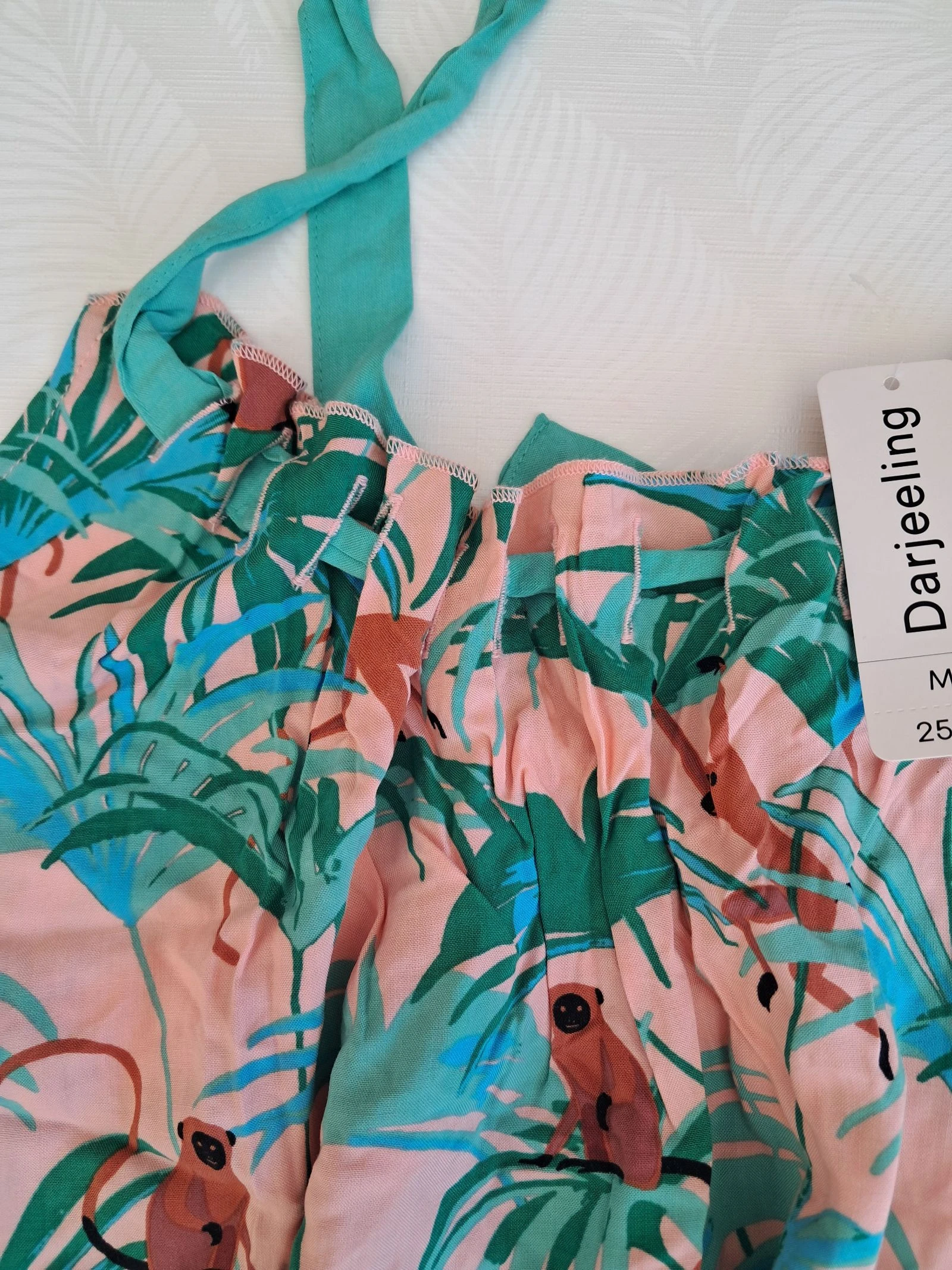 Top con tirantes Darjeeling, con estampado tropical original 38 nuevo (folaje y animales) – photo 3